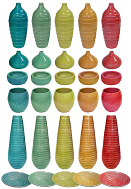 vases et jardinières en terracotta coloré