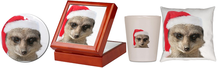 Cafepress Shop - Meerkat portrait with Santa hat