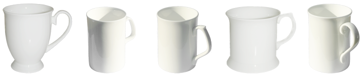 White bone china mugs
