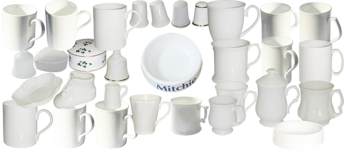 Blank white bone china whiteware